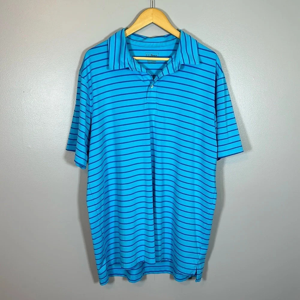 L.L. Bean Striped Slightly Fitted Short Sleeve Polo Shirt Men’s XLT